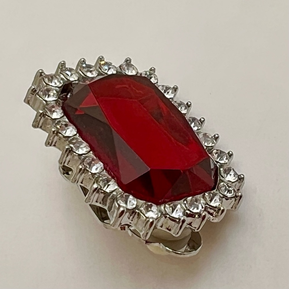 Ruby Red Rhinestone Earrings - image 3